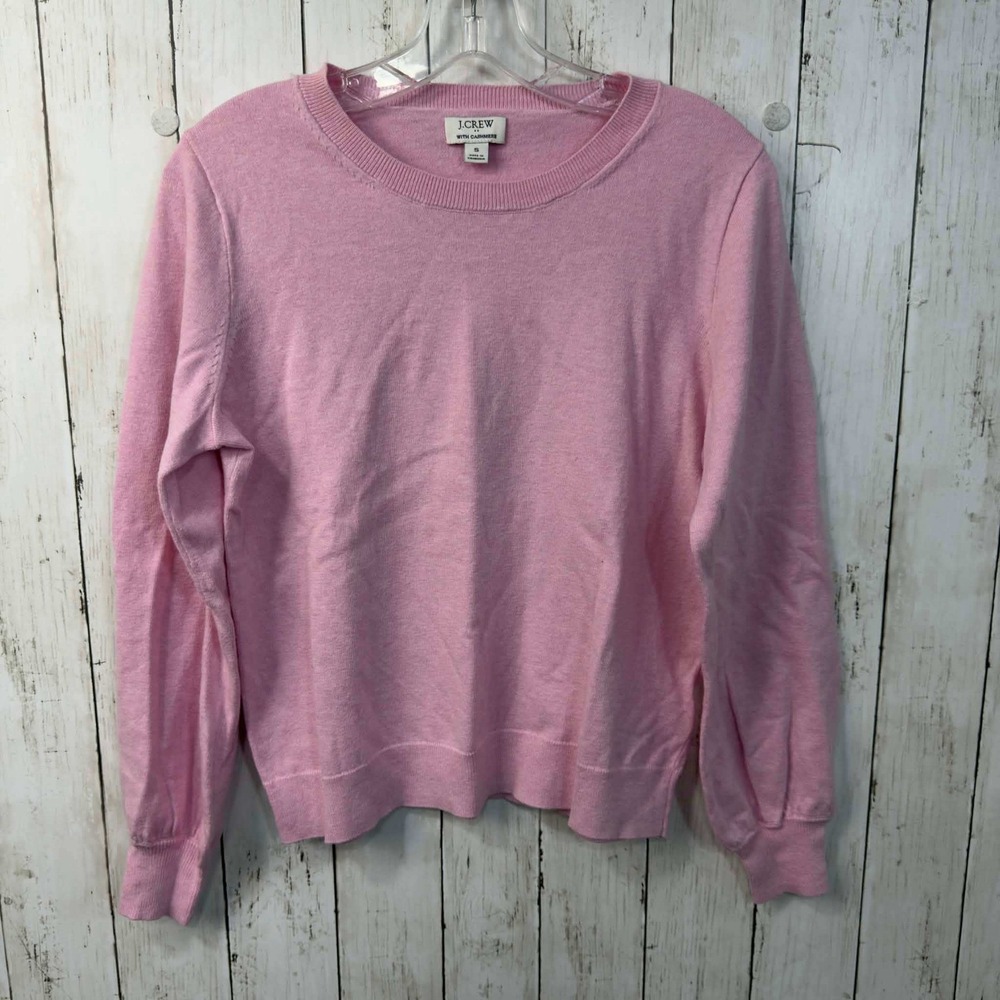 J.Crew Women's Cashmere Blend Pink Crewneck Sweater Soft Lightweight Size‎ S